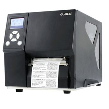 Godex ZX4X0i high-performance industrial label printer in Dubai UAE, 32MB SDRAM, 128MB Flash, supports wide media types and bulk printing.